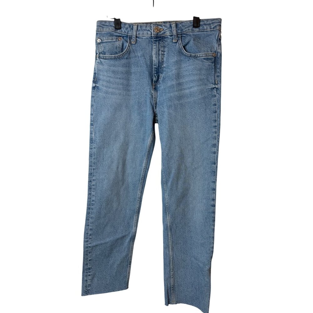 ZARA Size 8 Vintage Straight Leg Waist 31 High Waist Light Wash Jeans